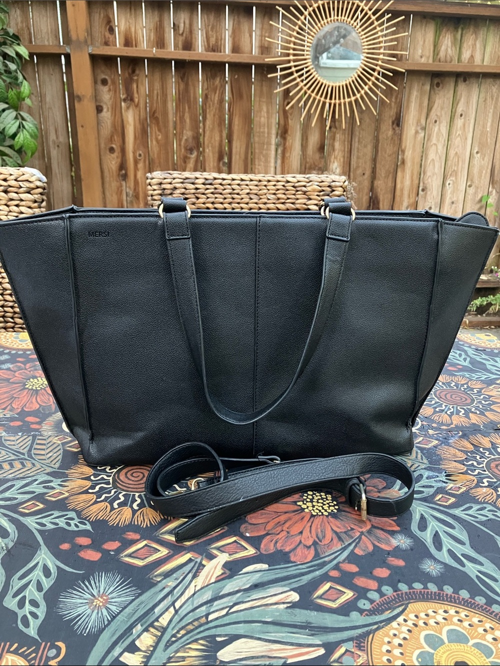 Merci Paloma Carry All Large Black Tote